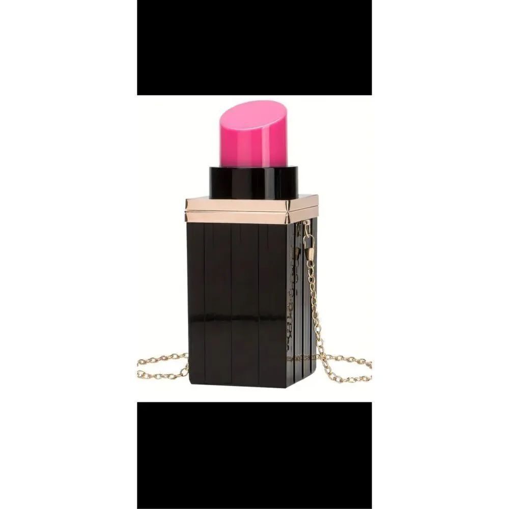 Unique lipstick pocketbook with chain. Plastic/poly material durable .